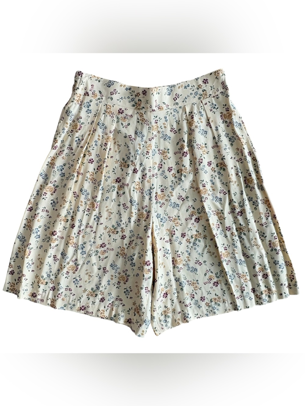 Vintage Sharon Anthony Ditsy Floral Wide Leg Pleated Culotte Shorts Size 12